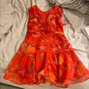 Red floral dress